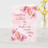 Carte Fils & Fille en droit Jour de mariage Félicitation (Fleur jaune)