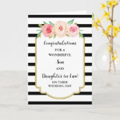 Carte Fils & Fille en droit Jour de mariage Félicitation (Fleur jaune)