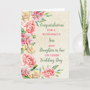 Carte Fils & Fille en droit Jour de mariage Félicitation