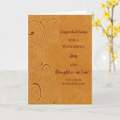 Carte Fils & Fille en droit Jour de mariage Félicitation (Fleur jaune)