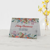 Carte Fils floral rustique et famille Joyeux Noël (Fleur jaune)