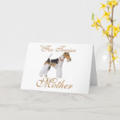 Carte Fils Fox Terrier Fête des Mères (Fleur jaune)