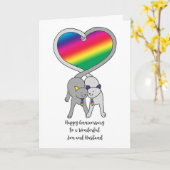 Carte Fils gais et mari Anniversaire des chats arc-en-ci (Fleur jaune)