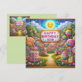 Carte FILS ~ Joyeux anniversaire ~ Candy Land ~ (Devant / Derrière)