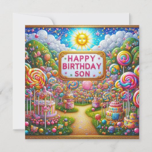 Carte FILS ~ Joyeux anniversaire ~ Candy Land ~ (Devant)