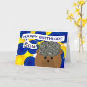 Carte Fils - Joyeux anniversaire Force aérienne service  (Fleur jaune)