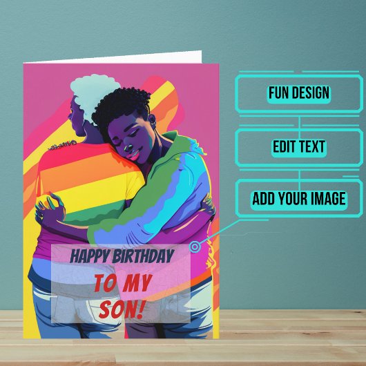 Carte Fils noir gay de maman Anniversaire