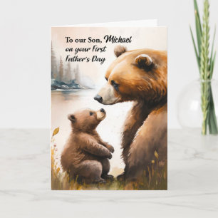 Carte Fils première Fête des pères Papa bébé ours person