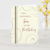 Carte Fils rouge et beige Anniversaire (Fleur jaune)