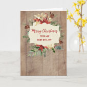 Carte Fils rustique en aquarelle en droit Joyeux Noël (Fleur jaune)