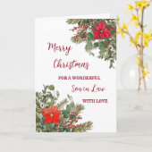 Carte Fils rustique en aquarelle en droit Joyeux Noël (Fleur jaune)