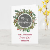 Carte Fils rustique en droit Joyeux Noël (Fleur jaune)