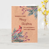 Carte Fils rustique et famille Joyeux Noël (Fleur jaune)