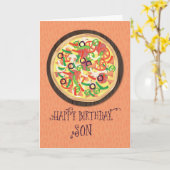 Carte Fils Tween Pizza Ado Anniversaire (Fleur jaune)