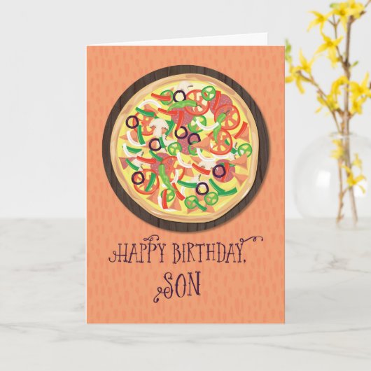 Carte Fils Tween Pizza Ado Anniversaire (Fleur jaune)