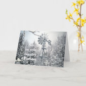 Carte Fils's Janvier Anniversaire-moulin hivernale (Fleur jaune)