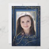 Carte Fine Lines Gold Abstrait Graduation Navy ID907 (Devant)