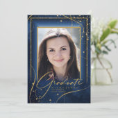 Carte Fine Lines Gold Abstrait Graduation Navy ID907 (Debout devant)