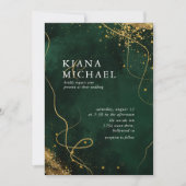 Carte Fine Lines Gold Abstrait Mariage V1 Emerald ID867 (Devant)