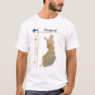 Carte Finlande + Drapeau + Titre T-shirt