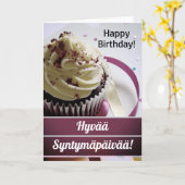 Carte Finlande Joyeux anniversaire en finnois (Fleur jaune)