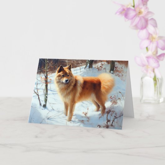 Carte Finnish Spitz Qu'il neige Noël (Orchidée)