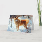 Carte Finnish Spitz Qu'il neige Noël (Devant)