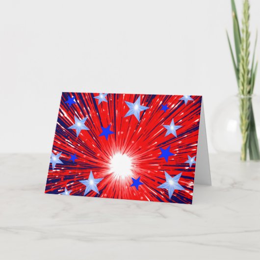 Carte Firework Red White Blue 'Happy 4th July' (Devant)