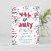 Carte Fireworks 4 juillet Stars BBQ Anniversaire (Debout devant)