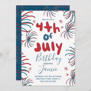 Carte Fireworks 4 juillet Stars BBQ Anniversaire