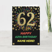 Carte Fireworks 62e anniversaire Rainbow Gold Greeting (Devant)