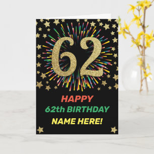 Carte Fireworks 62e anniversaire Rainbow Gold Greeting