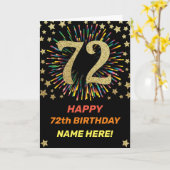 Carte Fireworks 72nd Birthday Colorful Rainbow Gold (Fleur jaune)