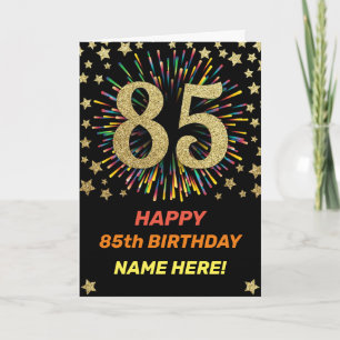 Carte Fireworks 85e anniversaire Arc-en-ciel coloré Gold