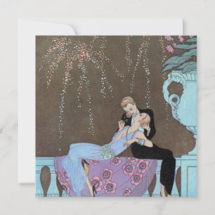 Carte Fireworks Art déco vintage Le Feu, George Barbier