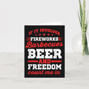 Carte Fireworks Barbecues Bière Et Liberté Drôle 4ème De