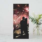 Carte Fireworks Couple Kisser Silhouette (Debout devant)