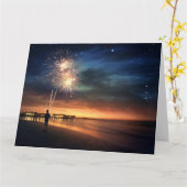 Carte Fireworks de Night Sky Beach (Fleur jaune)