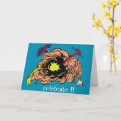 Carte Fireworks -rétro (Fleur jaune)