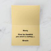 Carte "First Be Thankful You Aren t A Turkey" (Intérieur)