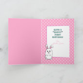 Carte First Birthday Cute Bunny Cartoon Pink Birthday (Intérieur)