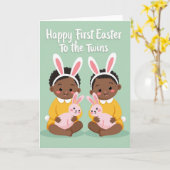 Carte First Birthday Twins Celebration Card (Fleur jaune)