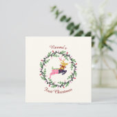 Carte First Christmas Deer with Wreath Customize Card (Debout devant)