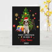 Carte First Christmas In Our New Home Xmas For Spaniel T (Fleur jaune)