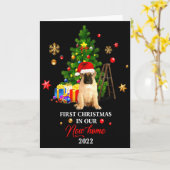 Carte First Christmas In Our New Home Xmas Gift For Pug (Fleur jaune)