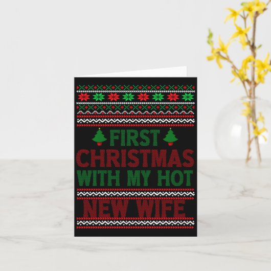 Carte First Christmas With My Hot New Wife Funny Xmas Hu (Fleur jaune)