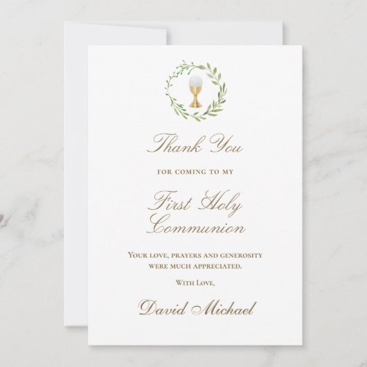 Carte First Communion thank you (Devant)