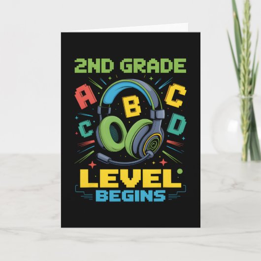 Carte First Day Of 2nd Grade Level Begins Shirt Gamer Bo (Devant)