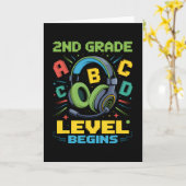 Carte First Day Of 2nd Grade Level Begins Shirt Gamer Bo (Fleur jaune)