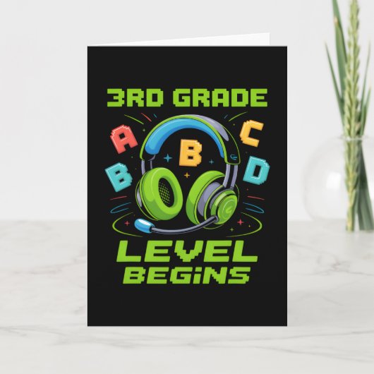 Carte First Day Of 3rd Grade Level Begins Shirt Gamer Bo (Devant)
